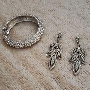 Rhinestone bangle and earring set